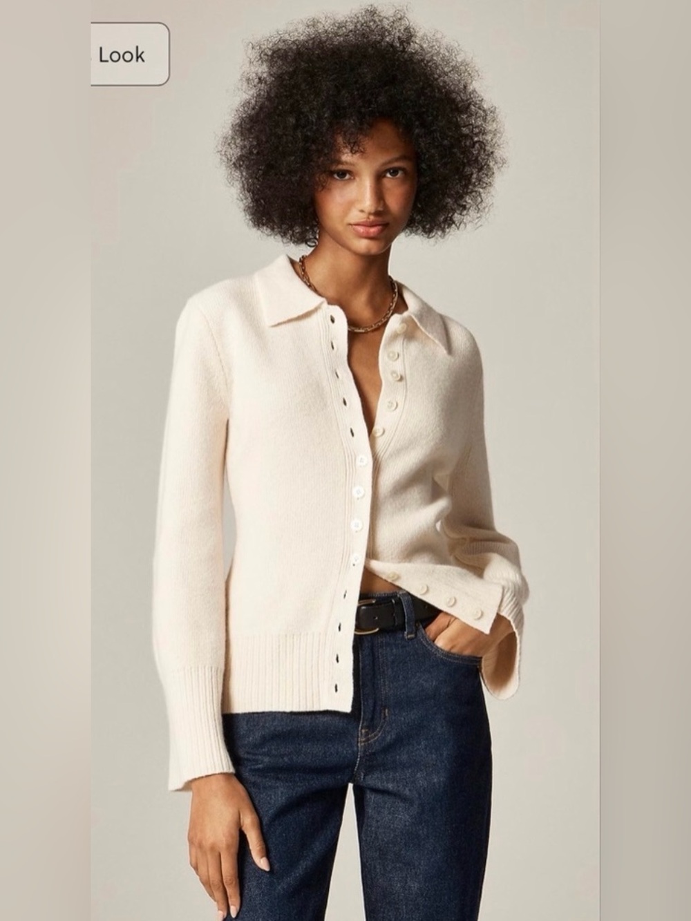 J.Crew Milano-stitch cinched-waist cardigan in ivory